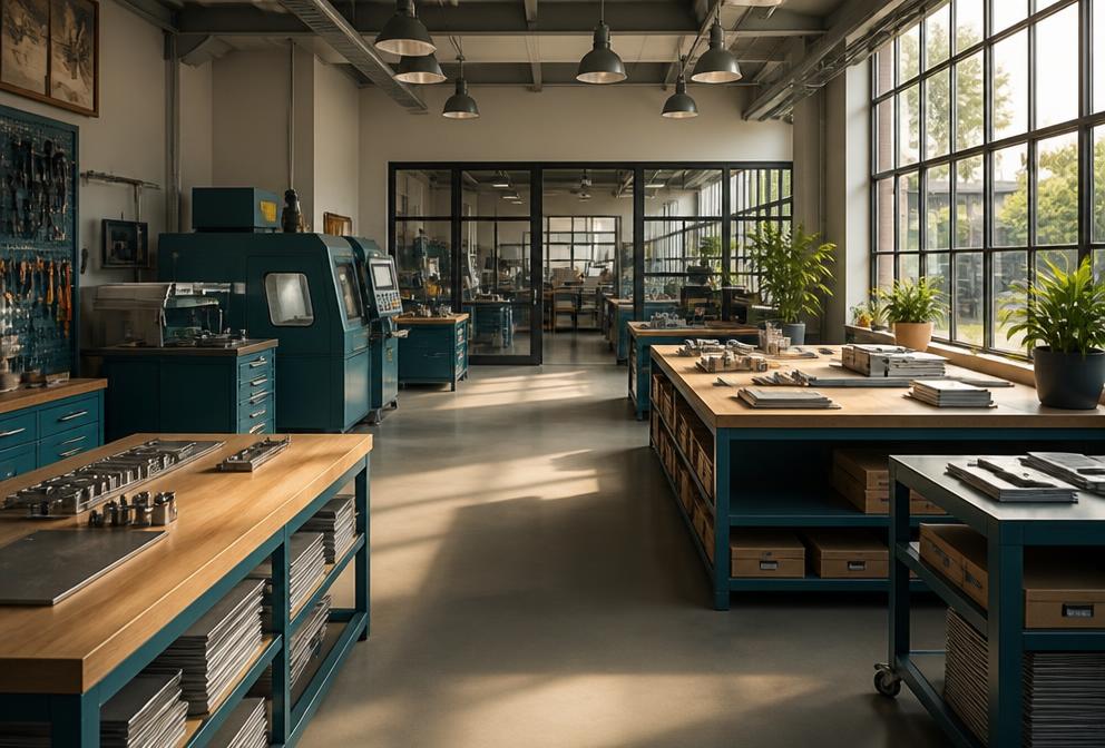 A clean modern manufacturing workshop